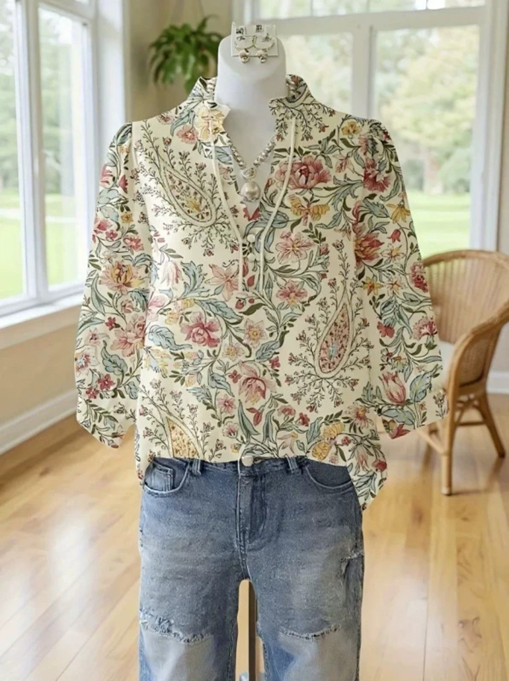 ZARA Independent Trendy Loose Fit Printed Collar Short Sleeve Top
